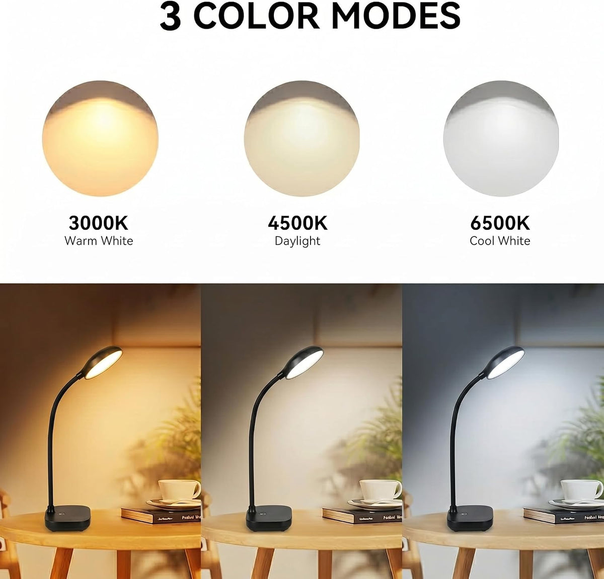 Rechargeable gooseneck desk lamp, view 5