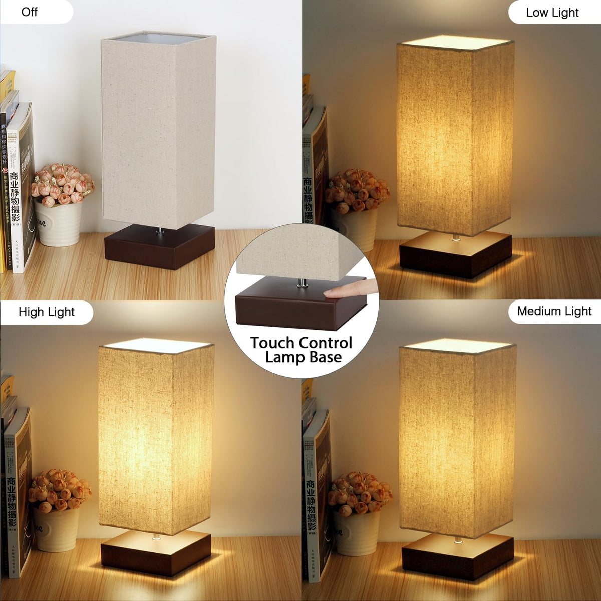 Touch dimmable bedside table lamp, view 5